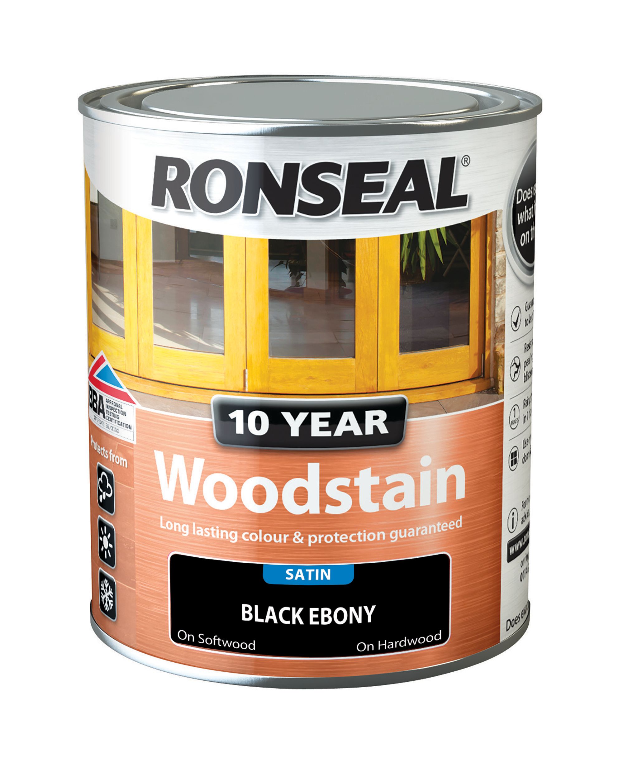 Ronseal 10 Year Woodstain - Black Ebony 750ml