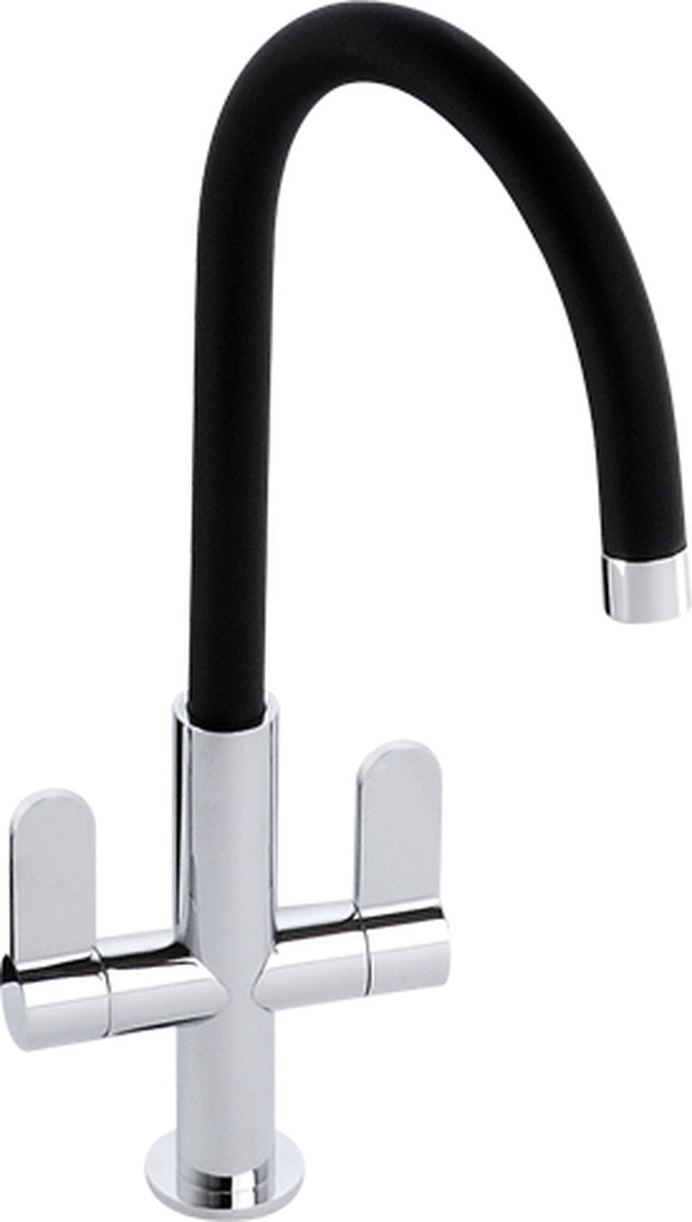 Abode Linear Nero Dual Lever Monobloc Sink Tap - Black & Chrome