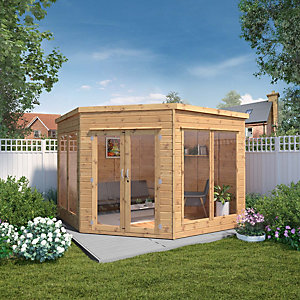 Mercia 9 x 9ft Large Double Door Corner Summer House with Assembly