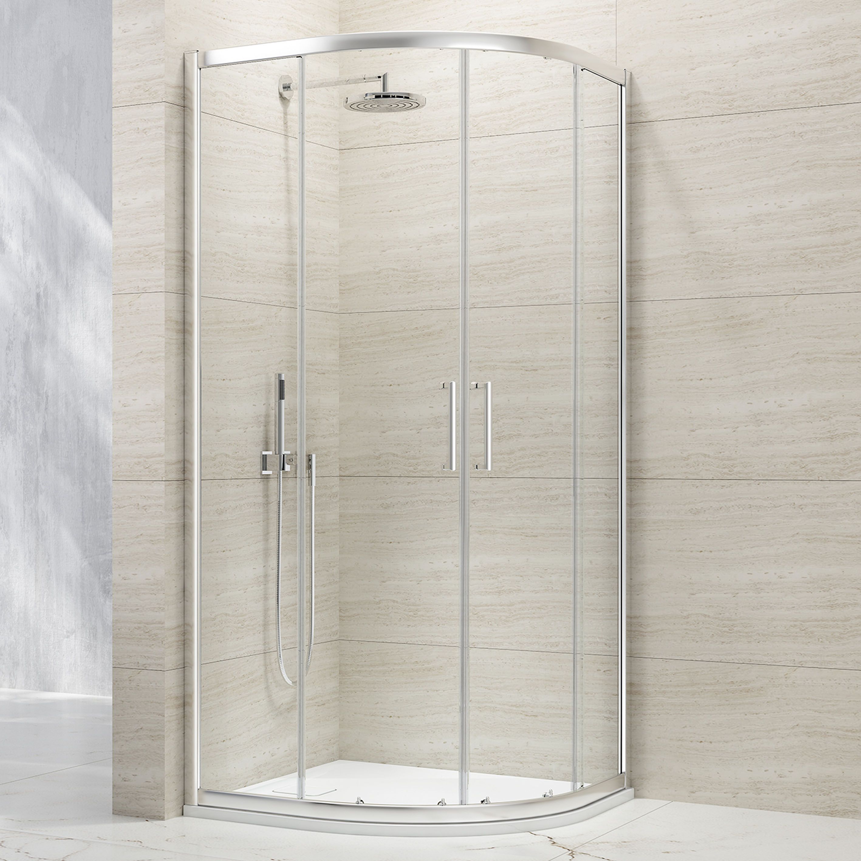 Nexa By Merlyn 8mm Chrome Quadrant Double Sliding Door Shower Enclosure - 800 x 800mm