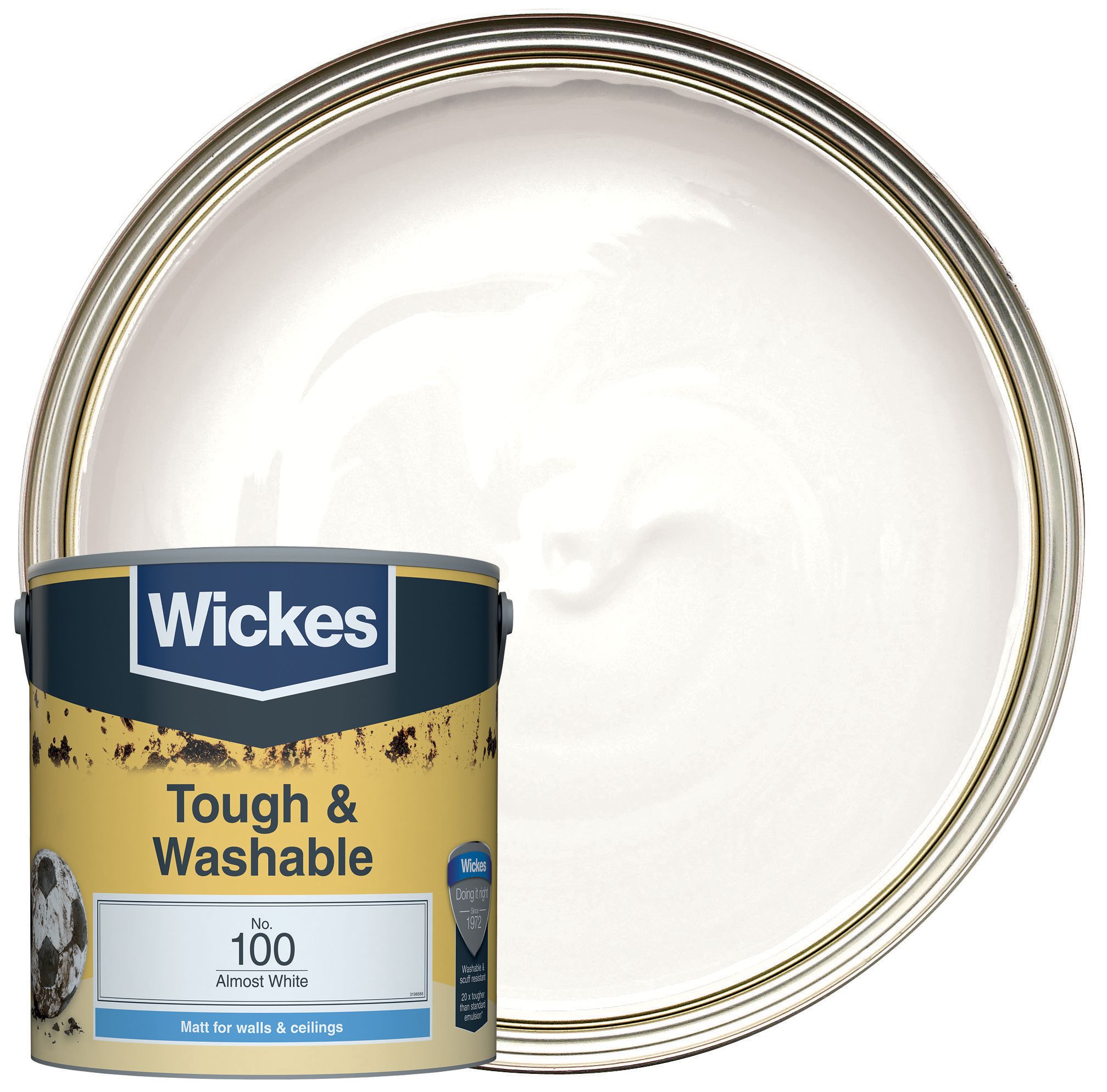 Wickes Almost White - No.100 Tough & Washable Matt Emulsion Paint - 2.5L