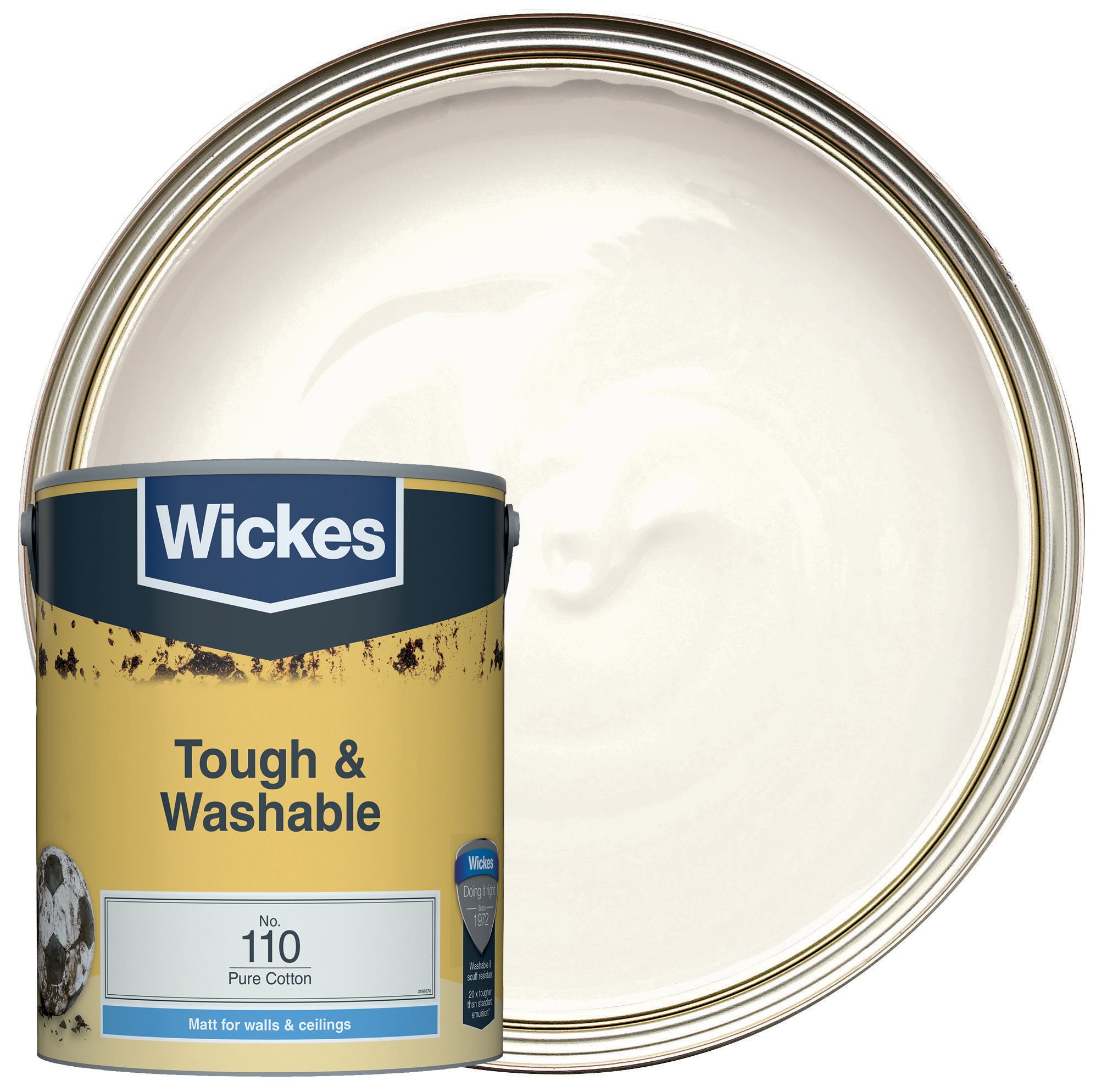 Wickes Pure Cotton - No. 110 Tough & Washable Matt Emulsion Paint - 5L