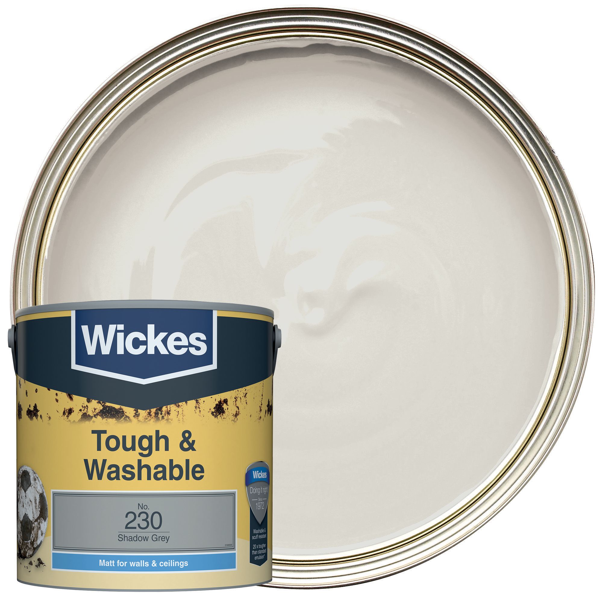 Wickes Shadow Grey - No.230 Tough & Washable Matt Emulsion Paint - 2.5L