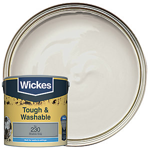 Wickes Shadow Grey - No.230 Tough & Washable Matt Emulsion Paint - 2.5L