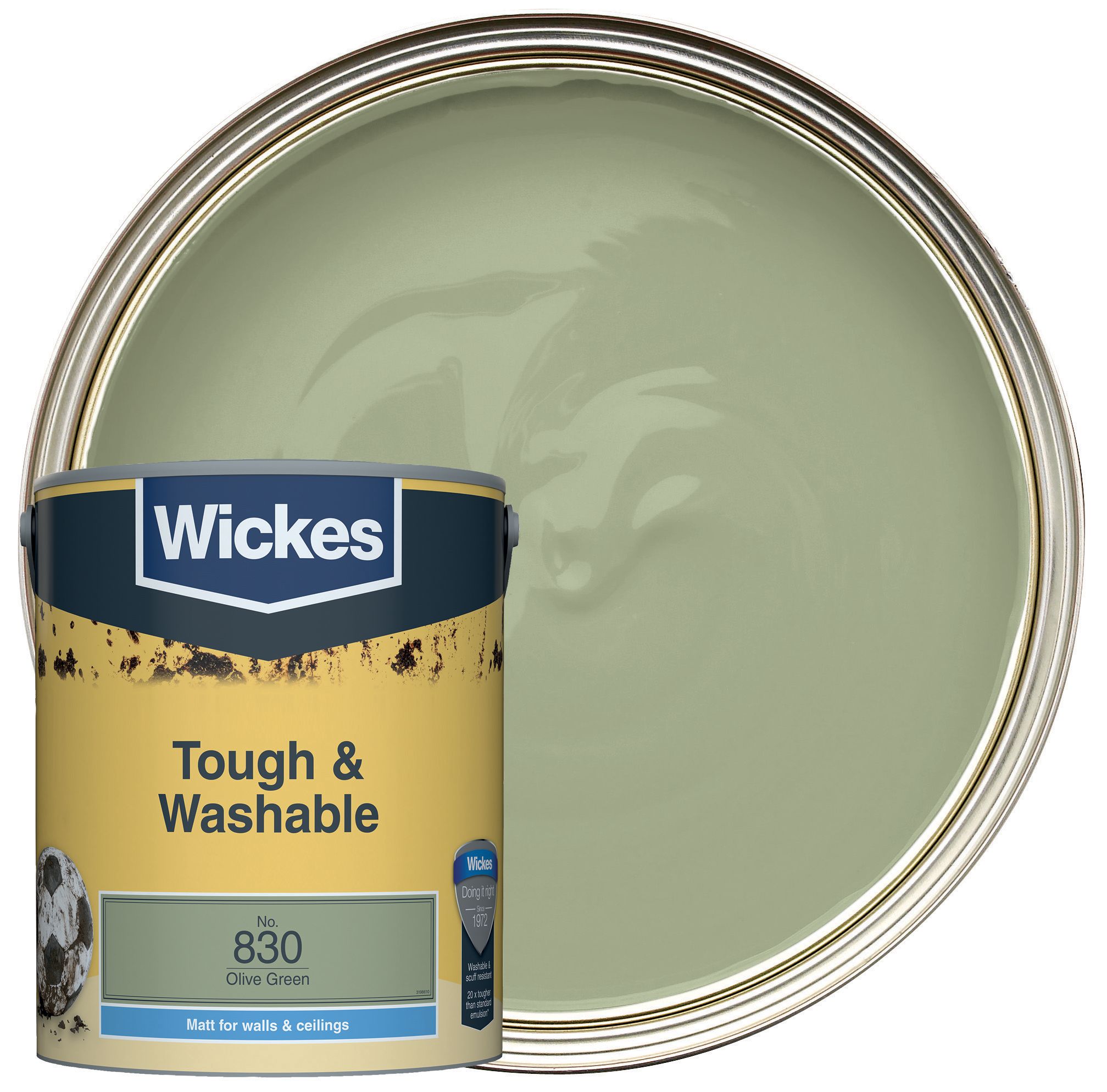 Wickes Olive Green - No. 830 Tough & Washable Matt Emulsion Paint - 5L