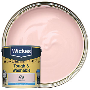 Wickes Poetic Pink - No.605 Tough & Washable Matt Emulsion Paint - 2.5L