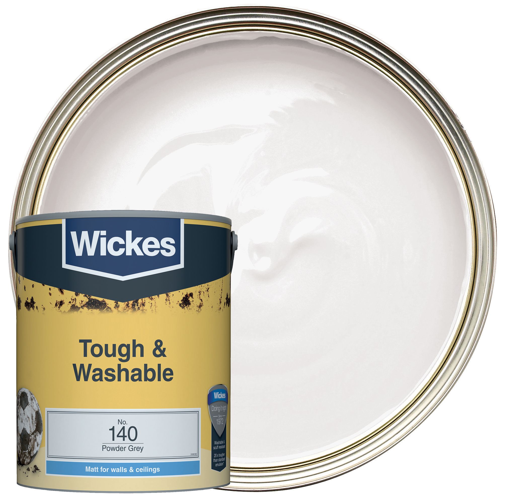 Wickes Tough & Washable Matt Emulsion Paint - No. 140 Powder Grey 5L