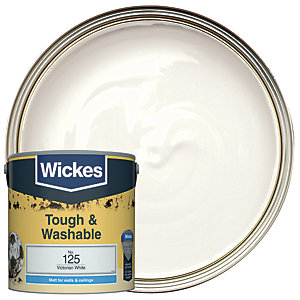 Wickes Victorian White - No.125 Tough & Washable Matt Emulsion Paint - 2.5L