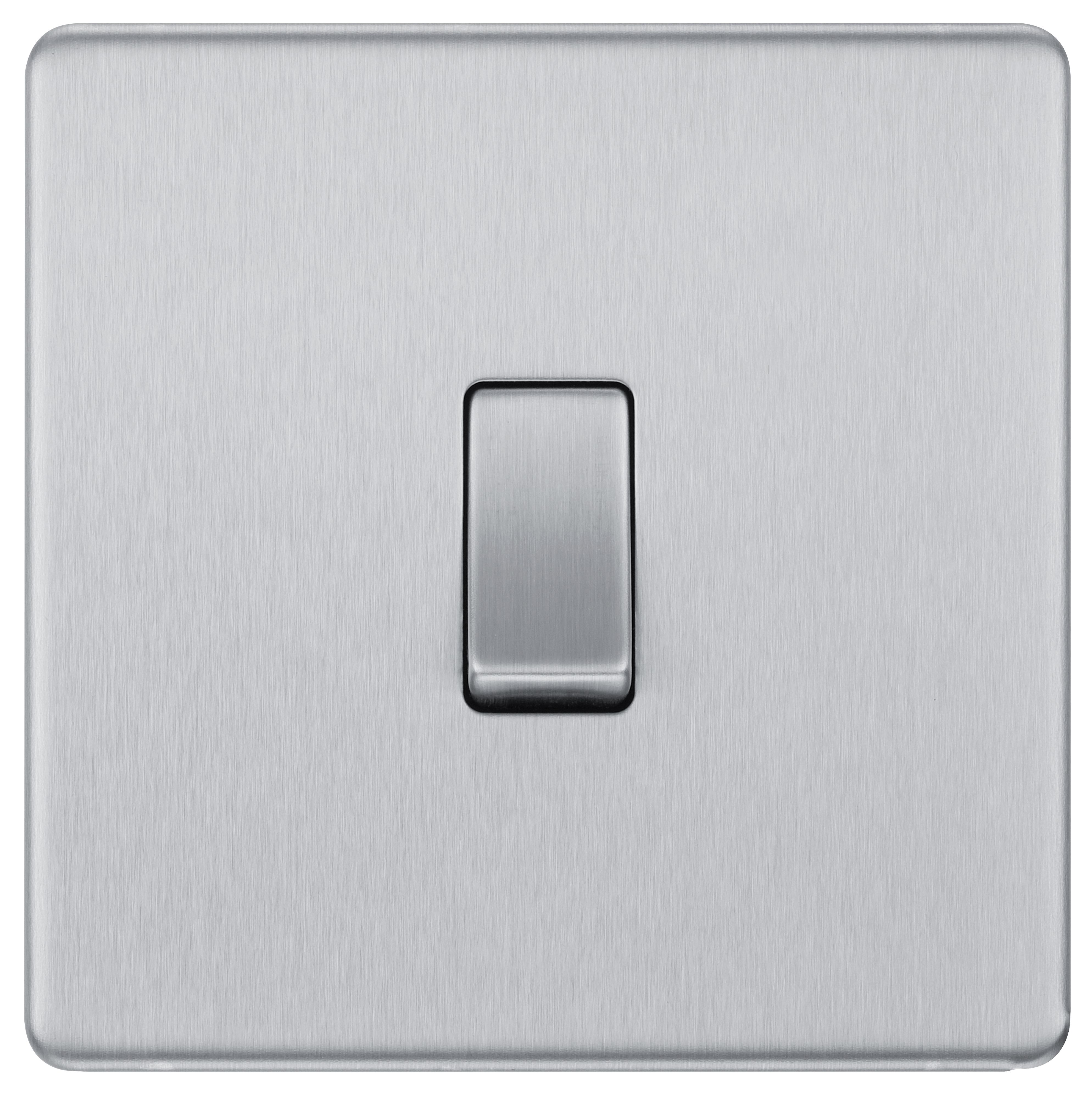 Image of BG Screwless Flatplate Brushed Steel Single Switch 10Ax 2 Way