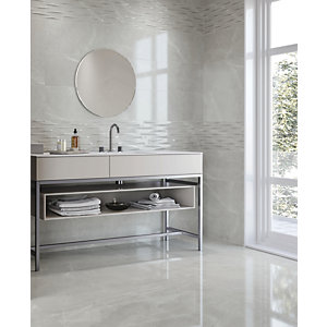 Wickes Boutique Bukan Silver Ceramic Wall Tile - 600 x 300mm