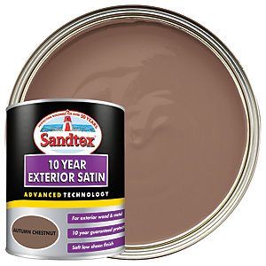Sandtex 10 Year Exterior Satin Paint - Autumn Chestnut 750ml