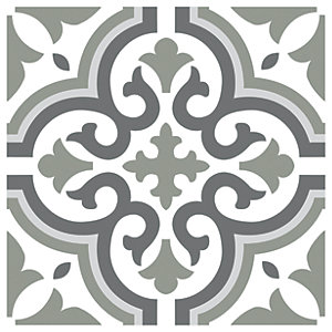 Wickes Melia Sage Patterned Ceramic Tile - 200 x 200mm Sample