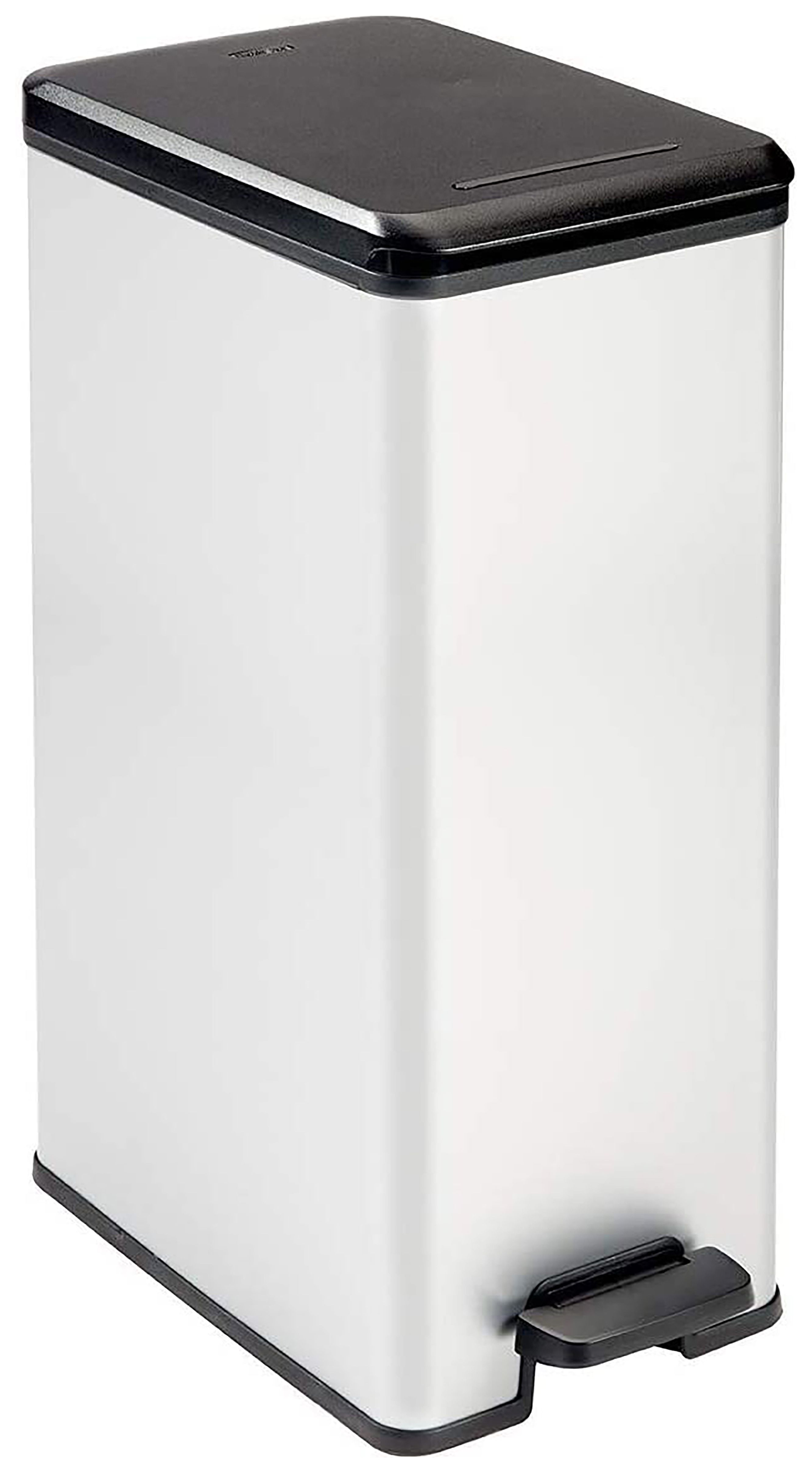 Curver 40 Litre Metallic Effect Slim Pedal Bin - Silver