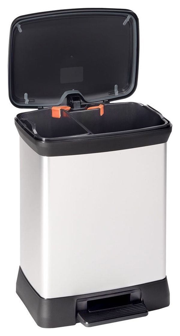 Curver 28 Litre Metallic Effect Duo Recycling Deco Bin