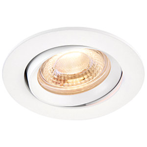 Saxby Integrated LED Adjustable Warm White Dimmable Downlight 5.5W - Matt White