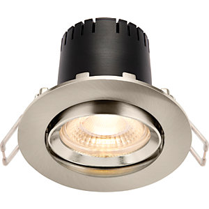 Saxby Integrated LED Adjustable Warm White Dimmable Downlight 5.5W - Brushed Nickel