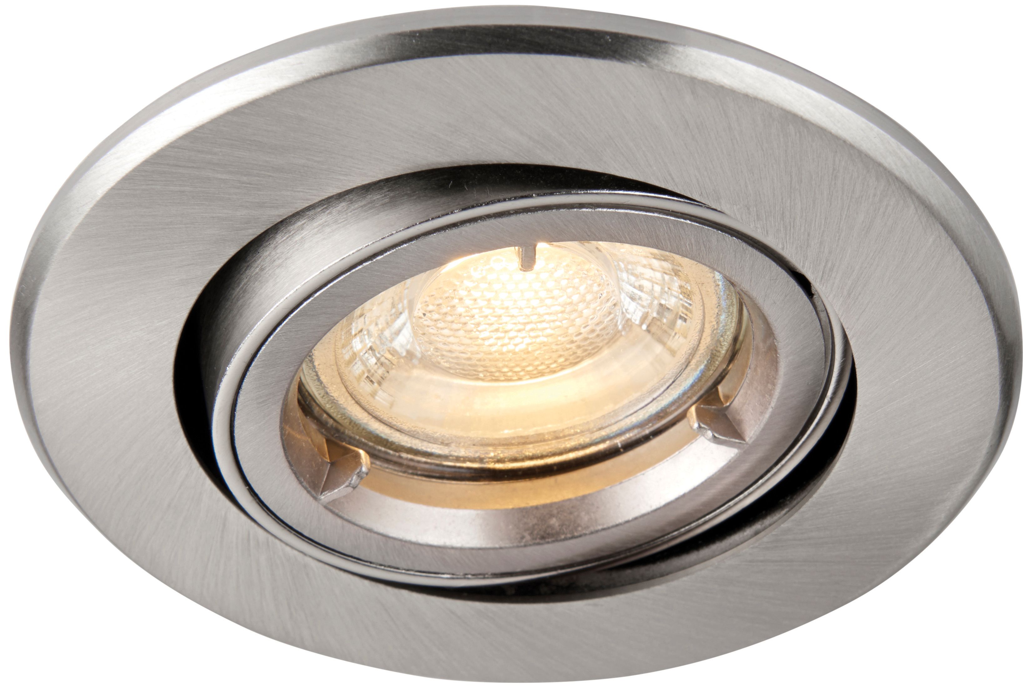 Saxby GU10 Fire Rated Cast Adjustable Downlight - Brushed Nickel