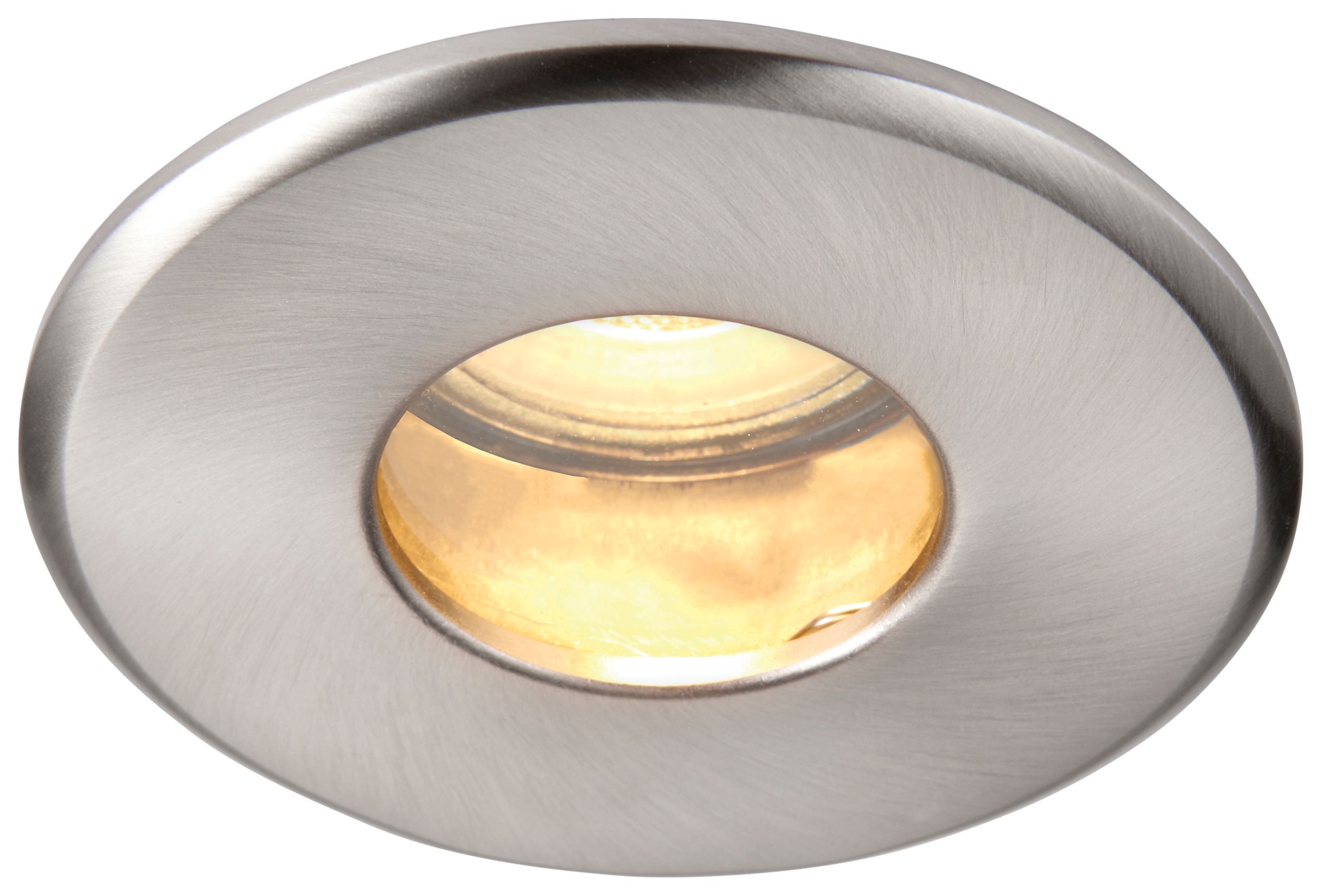 Saxby GU10 Fire Rated IP65 Cast Fixed Downlight - Brushed Nickel