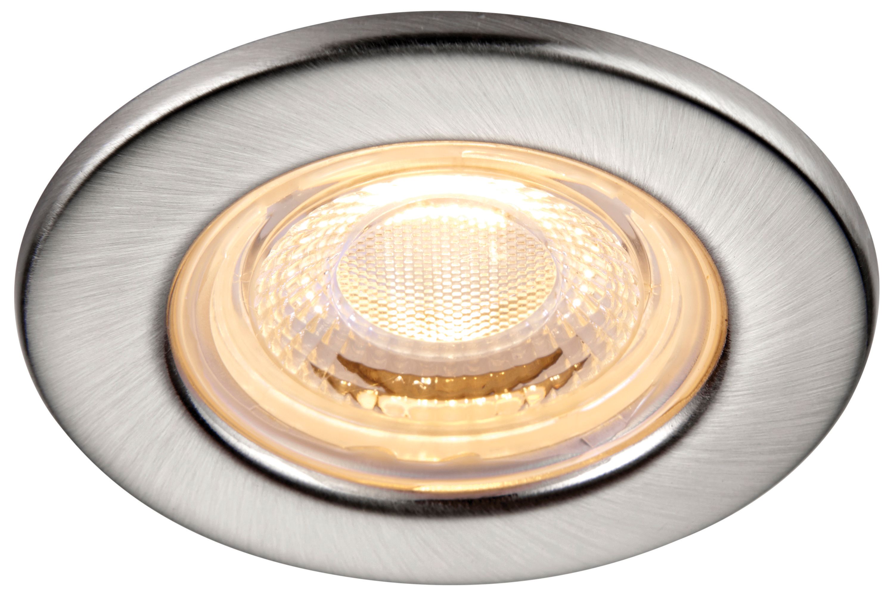 Saxby Integrated LED Fire Rated IP65 Warm White Dimmable Downlight 4W - Brushed Nickel
