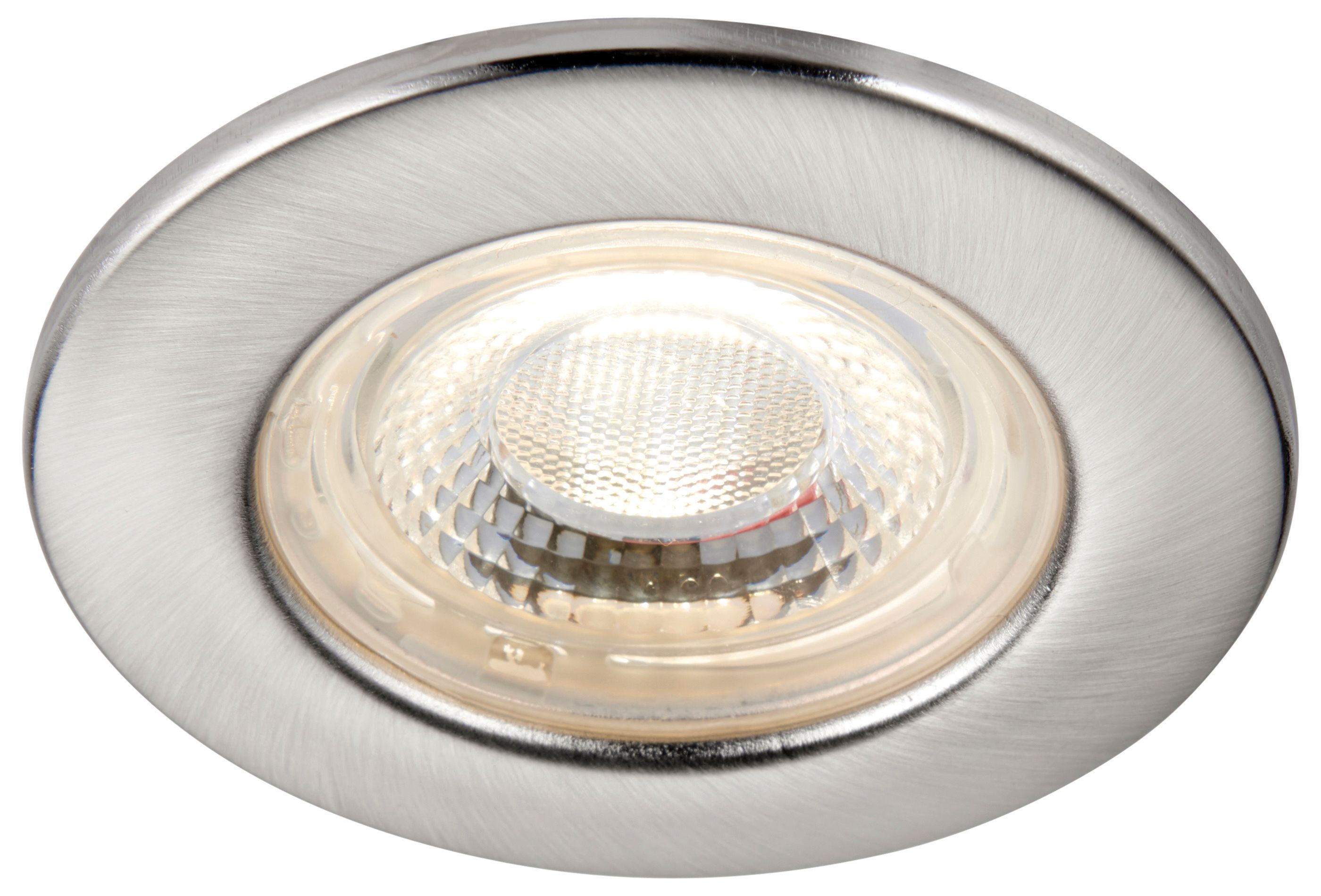 Saxby Integrated LED Fire Rated IP65 Cool White Dimmable Downlight 500lm - Brushed Nickel