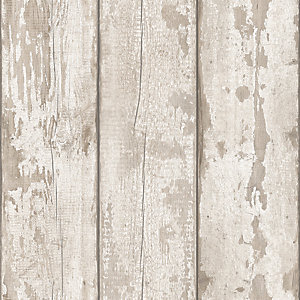 Arthouse White Washed Wood Wallpaper 10.05m x 53cm