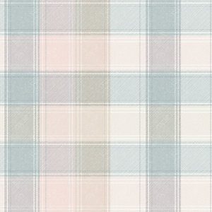 Arthouse Country Check Pink/Grey Wallpaper 10.05m x 53cm