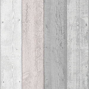 Arthouse Painted Wood Pink/Grey Wallpaper 10.05m x 53cm