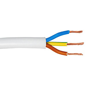 3 Core Heat Resistant Flexible Cable 1.5mm 3093Y White 50m