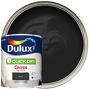 Dulux Quick Dry Gloss Paint - Black Paint - 750ml