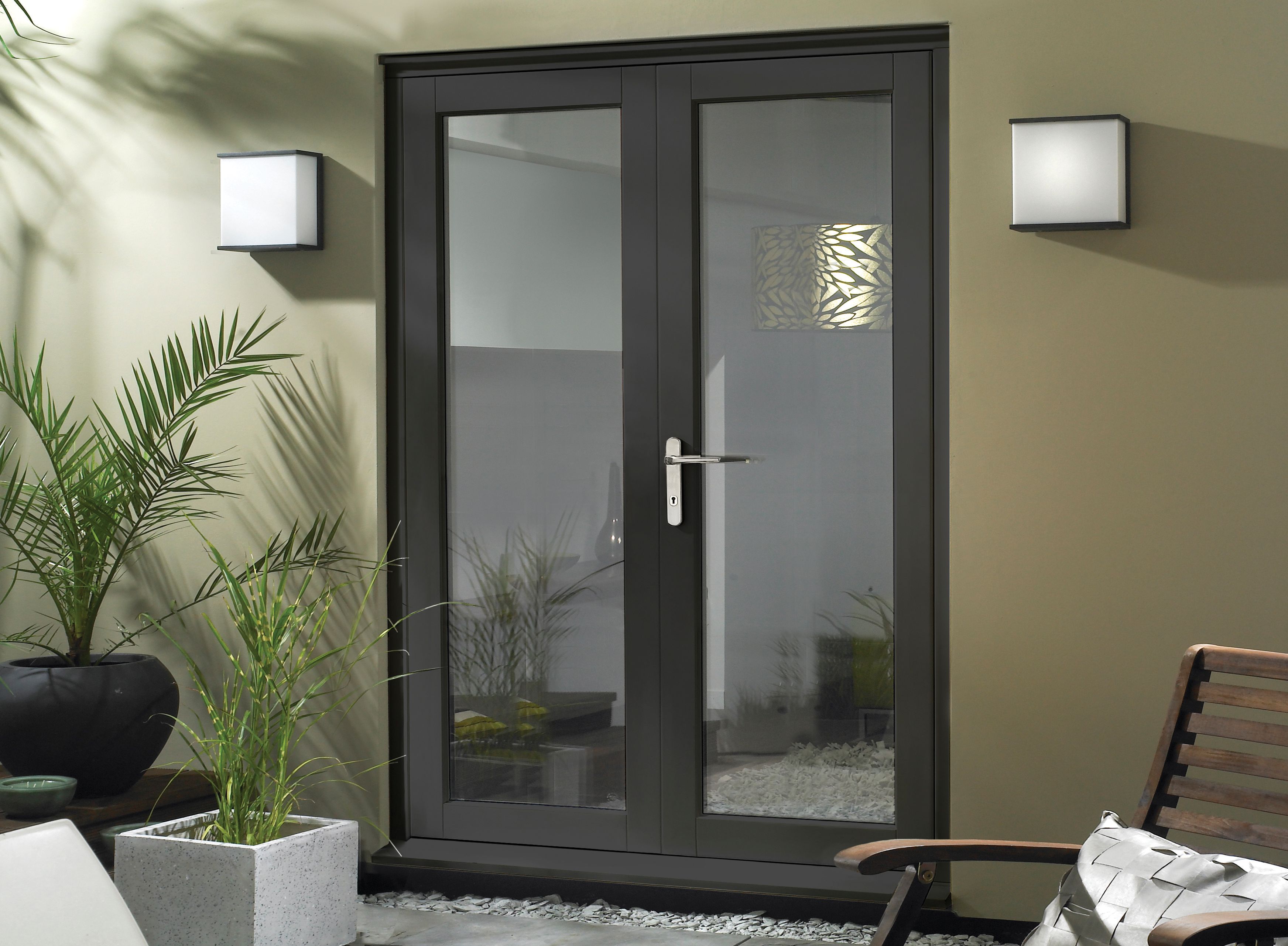 Image of Wickes Burman Slimline Grey French Door - 1190mm