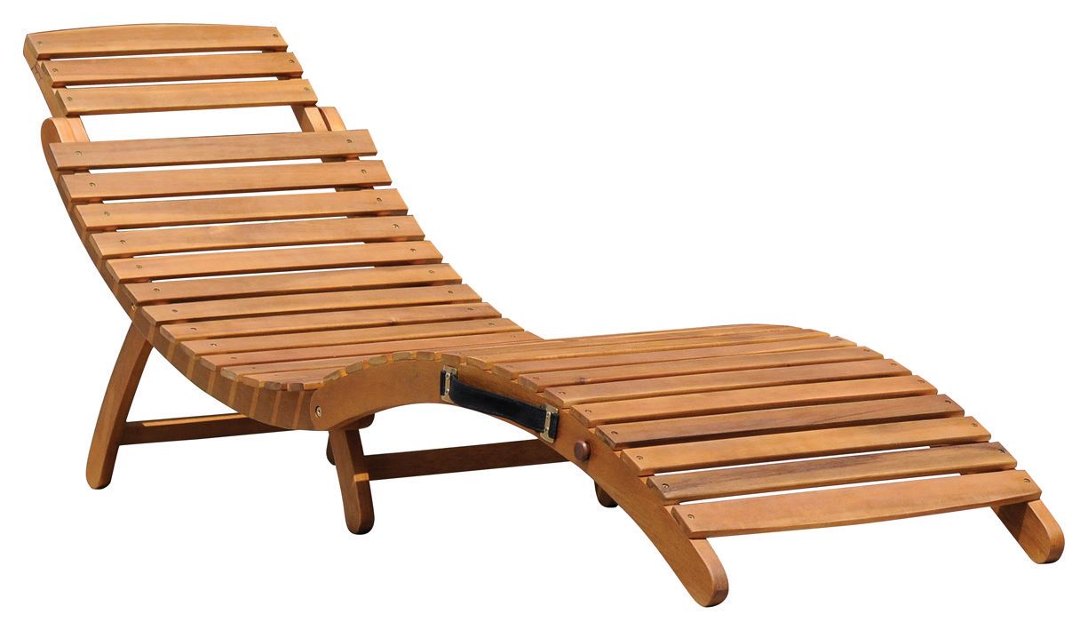 Charles Bentley FSC Acacia Folding Curved Wooden Garden Sun Lounger