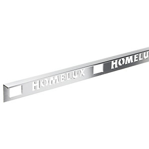 Homelux 12.5mm Metal Straight Silver Tile Trim 2.44m