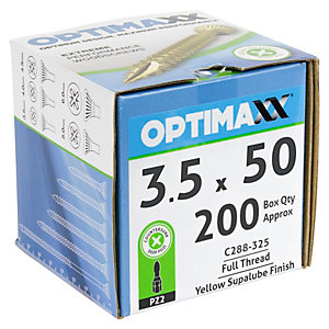 Optimaxx Pz Countersunk Zinc & Yellow Passivated Woodscrew - 3.5 X 50mm Pack Of 200