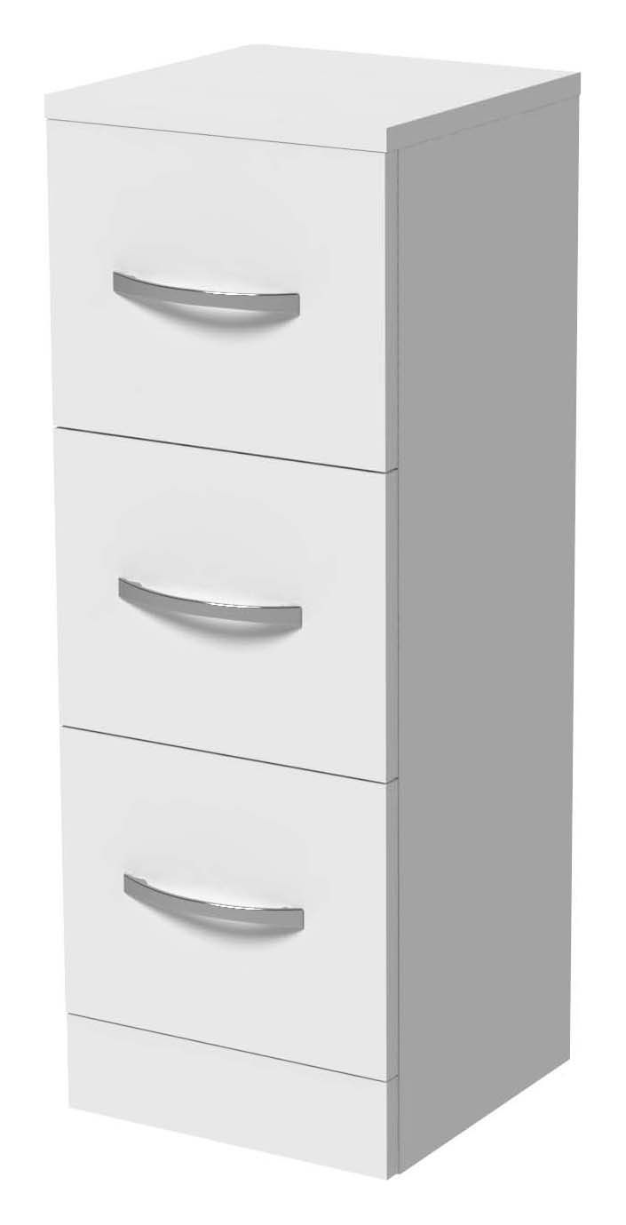 Wickes White Gloss 3 Drawer Storage Unit - 770 x 300mm