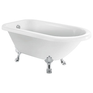 Wickes Warwick Freestanding Traditional Single Ended Roll Top Bath - 1470 x 635mm
