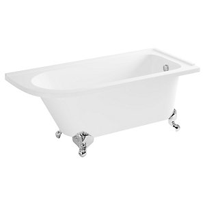 Wickes Acrylic Traditional Right Hand Freestanding Roll Top Shower Bath - 1680 x750mm