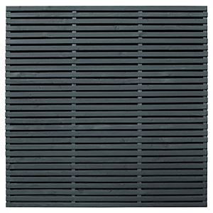 Forest Garden Double Slatted Grey Fence Panel 6 x 6 ft 3 Pack