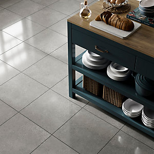 Wickes Rockford Grey Lappato Glazed Porcelain Wall & Floor Tile 445 x 445mm