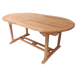 Charles Bentley 6-8 Seater Teak Extendable Wooden Oval Garden Table