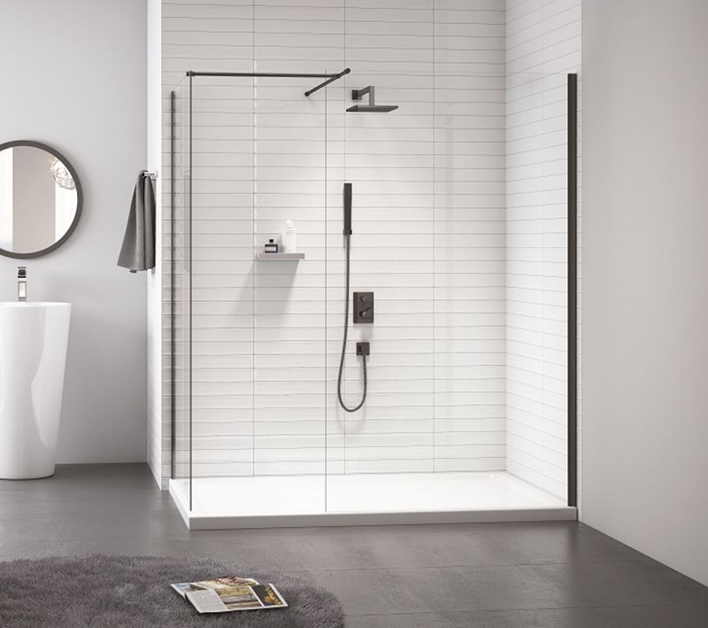 Nexa By Merlyn 8mm Black Frameless Wet Room Shower Screen Only - 2015 x 800mm