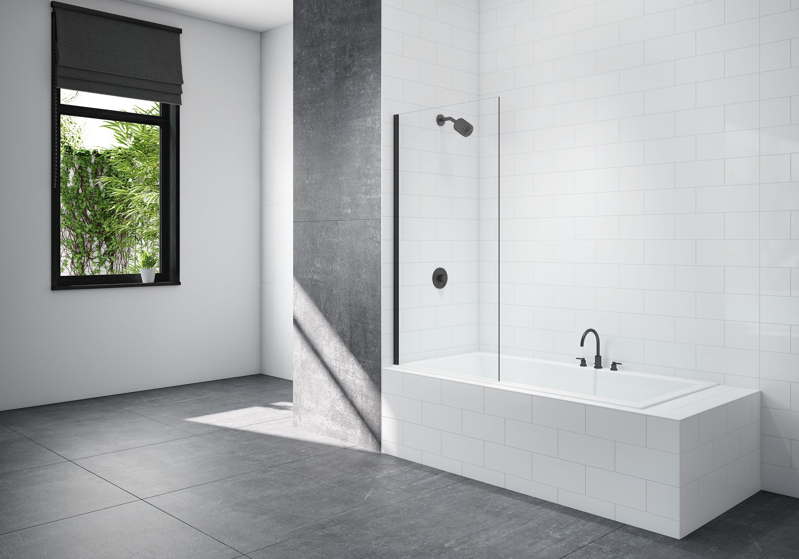 Nexa By Merlyn 8mm Black Frameless Fixed Square Panel Bath Screen - 1500 x 800mm