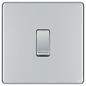 BG 10Ax Screwless Flat Plate Single Switch 2 Way - Polished Chrome