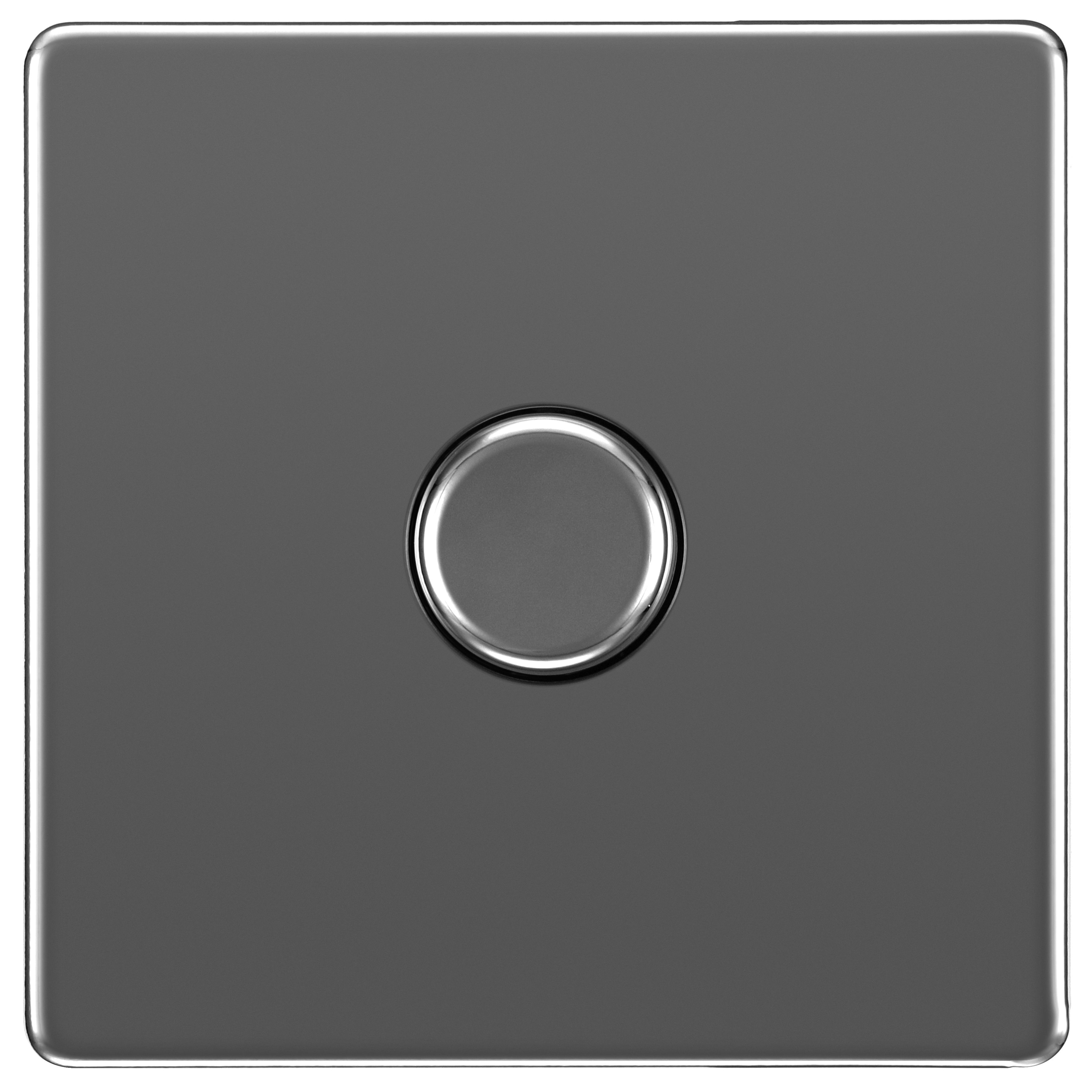 BG 400W Screwless Flat Plate Single Dimmer Switch  2-Way Push On/Off - Black Nickel