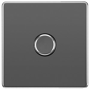 BG 400W Screwless Flat Plate Single Dimmer Switch, 2-Way Push On/Off - Black Nickel