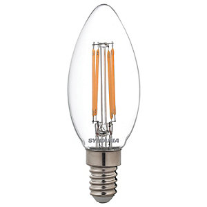 Sylvania LED Candle Retro Filament Lamp, Dimmable 470Lm, 40W Equivalent, Warm White, E14 Cap Fitting