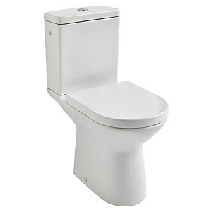 Roca Aris Easy Clean Close Coupled Open Back Toilet Pan, Cistern & Soft Close Seat