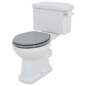 Wickes Oxford Traditional Close Coupled Toilet Pan, Cistern & Grey Soft Close Seat