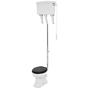 Wickes Oxford Traditional High Level Toilet Pan, Cistern & Black Soft Close Seat