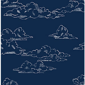Superfresco Easy Vintage Cloud Navy Wallpaper 10m