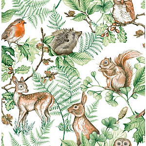 Superfresco Easy Woodland Animals Natural Wallpaper - 10m
